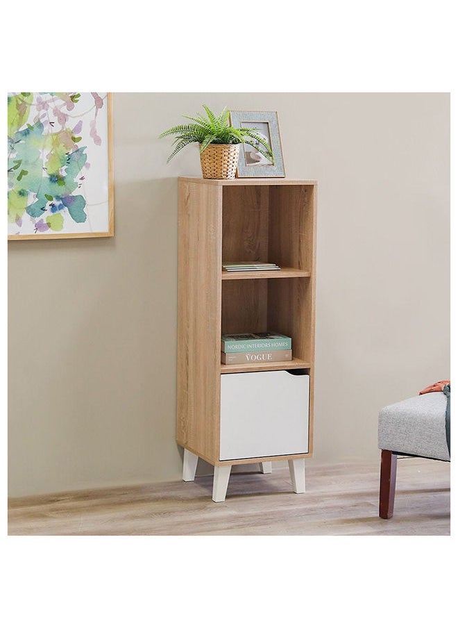 DANUBE HOME خزانة كتب من kalum مكونة من 3 طبقات ورف للكتب بتصميم عصري وخزانة تنظيم خشبية ورف عرض متعدد الوظائف للمنزل والمكتب L 39 × العرض 40 × الارتفاع 116 سم سونوما بلوط/أبيض  - Image 4