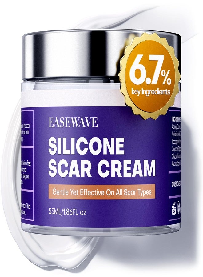 EASEWAVE Silicone Scar Cream with 6.7% Active Ingredients, Scar Gel Visible in 2 Weeks, Moisturizing Scar Removal Clinically Show for Surgical, C-Section, Keloid, Acne & Burn Scars, Stretch Mark Cream(55ML) - Image 1