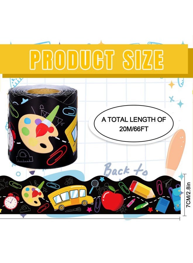 JarThenaAMCS 66Ft Back to School Bulletin Board Border Self Adhesive Scalloped Apple Pencil Trim Border Stickers Roll for School Classroom Office Home Party Decor - Image 2