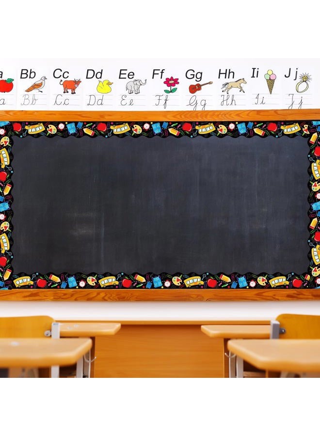 JarThenaAMCS 66Ft Back to School Bulletin Board Border Self Adhesive Scalloped Apple Pencil Trim Border Stickers Roll for School Classroom Office Home Party Decor - Image 4