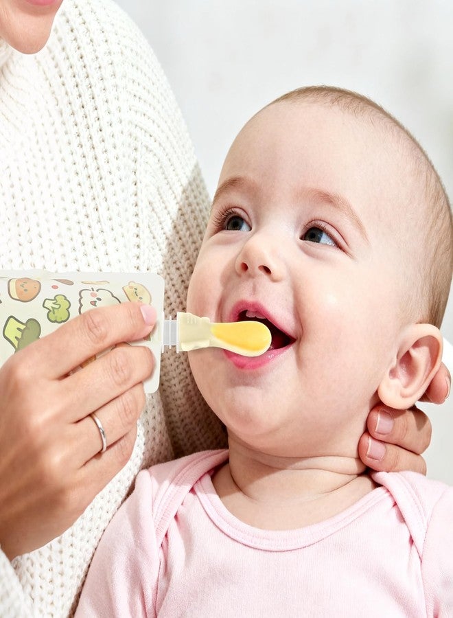 Miniguysa Baby Food Pouch Spoon Attachment (5-Pack, Blossom) – Designed for Small Mouths & Stage 1 Weaning – Ultra-Soft Silicone Feeder for Sensitive Gums – Universal Fit Pouch Topper with Travel Cases - Image 2