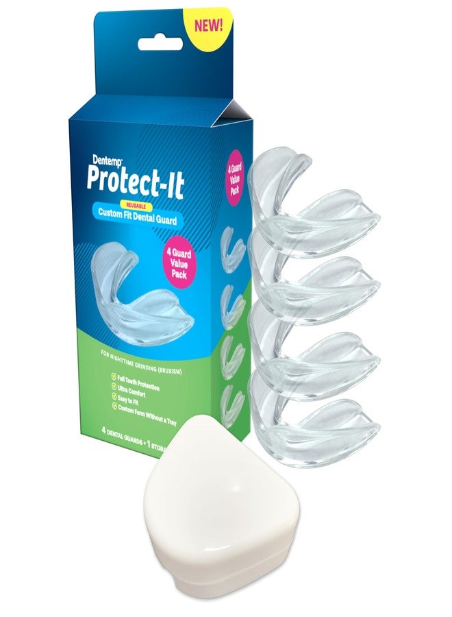 Dentemp Protect-It Custom Fit Mouth Guard 4 Pack for Teeth Grinding at Night - Night Guards for Sleep - Image 1