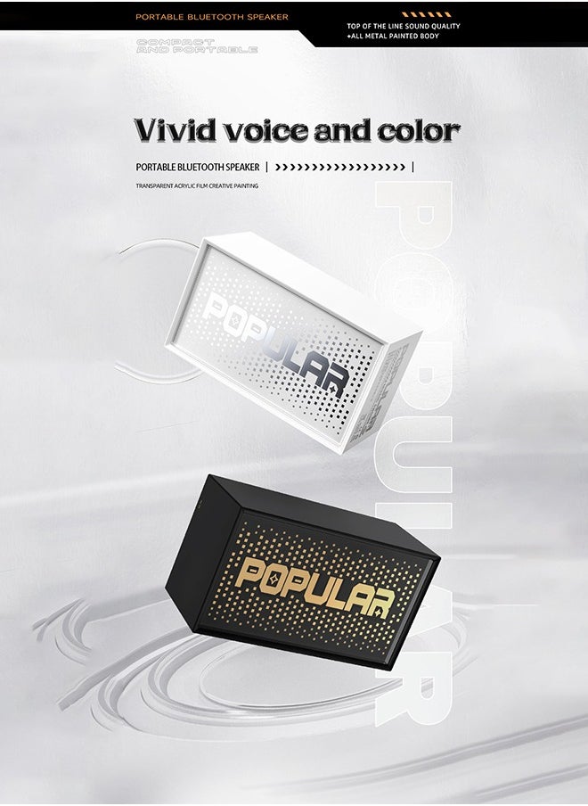 Generic - Portable Bluetooth Speaker, Bluetooth 5.3, Full Metal Case, Full Range Speaker, High Capacity and Long Life, 6 Hours Playing Time, Wireless Stereo Pairing, Speaker for Home, Outdoor, Travelling, White - Image 1