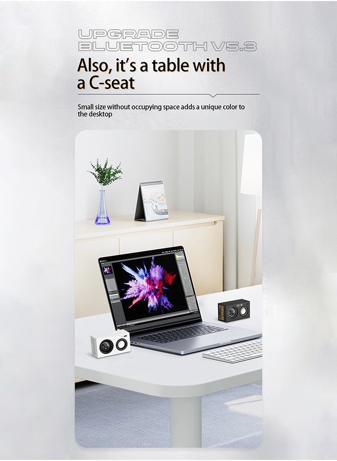 Generic - Portable Bluetooth Speaker, Bluetooth 5.3, Full Metal Case, Full Range Speaker, High Capacity and Long Life, 6 Hours Playing Time, Wireless Stereo Pairing, Speaker for Home, Outdoor, Travelling, White - Image 1