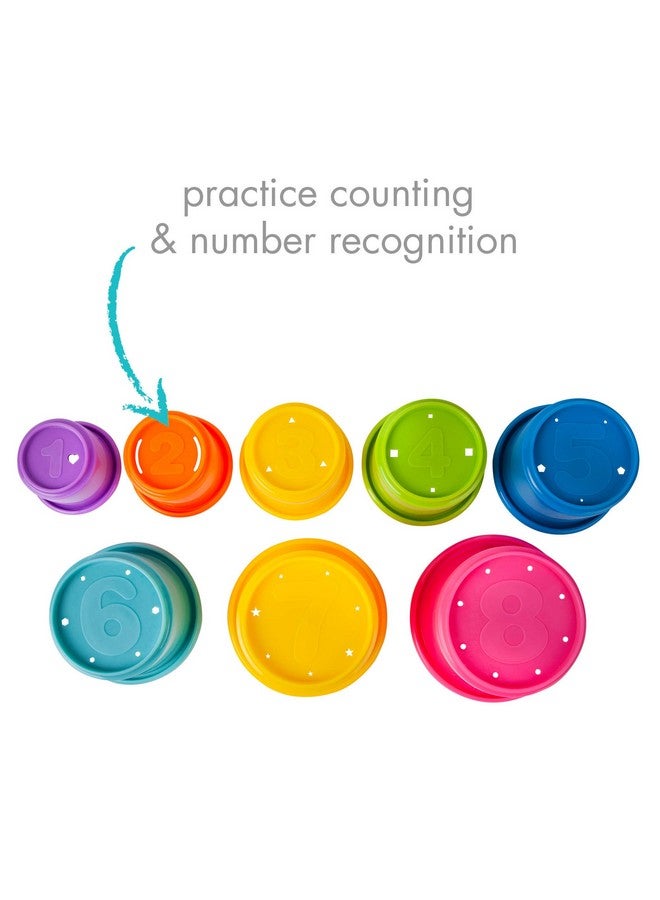 The First Years Stack & Count Stacking Cups - Colorful Baby Stacking Water Toys Set - Stackable Cups for Learning - Baby Bath Toys - Toddler Water Table Toys - 8 Count - Image 5