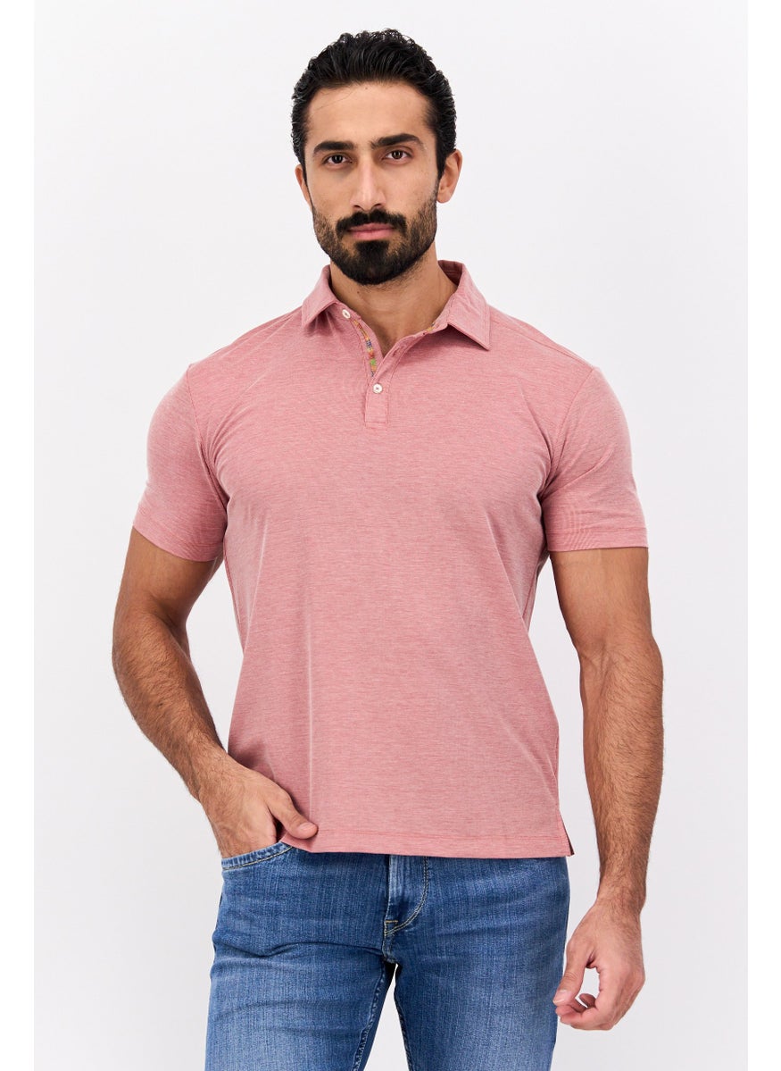 Men Spread Collar Short Sleeve Solid Polo Shirt, Pink - pzsku/ZD85FF817DDF93CBBA052Z/45/_/1737643061/38bd3a21-f5da-4c83-9ed2-caa461c9cafd