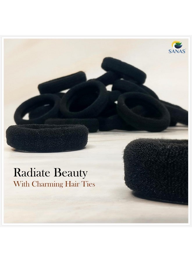 Sanas (20Pcs) Tie Women Elastic Bands For Girls Black Elastic Band Ladies Hair Accessories Large Seamless Hair Ties Pony Tail Holders For Thick & Soft Hair Elastics (20Pcs) (Black) - Image 4