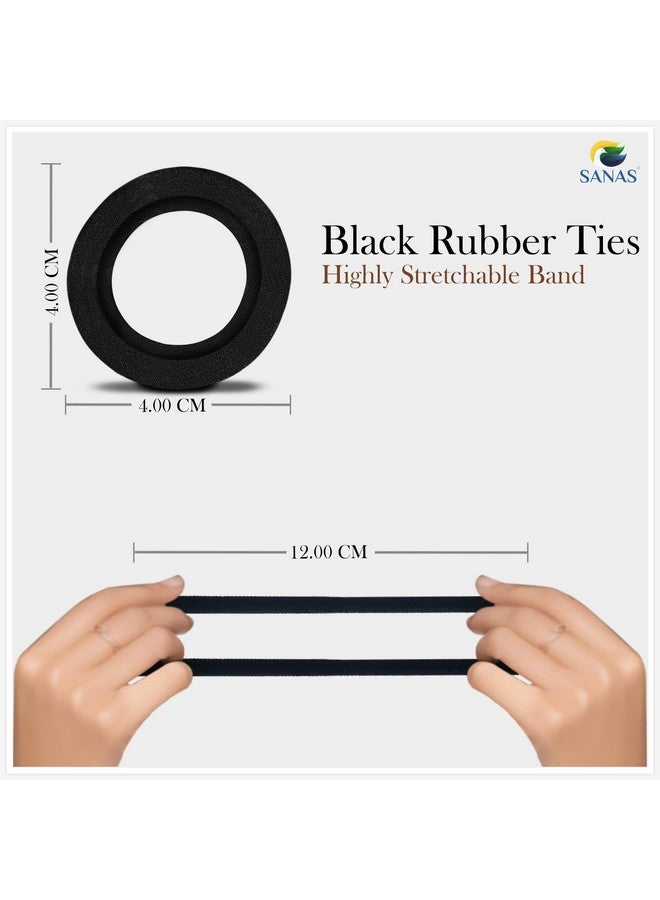 Sanas (20Pcs) Tie Women Elastic Bands For Girls Black Elastic Band Ladies Hair Accessories Large Seamless Hair Ties Pony Tail Holders For Thick & Soft Hair Elastics (20Pcs) (Black) - Image 2