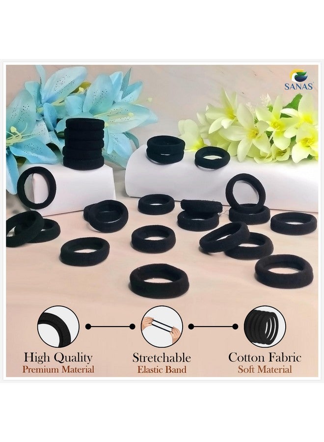 Sanas (20Pcs) Tie Women Elastic Bands For Girls Black Elastic Band Ladies Hair Accessories Large Seamless Hair Ties Pony Tail Holders For Thick & Soft Hair Elastics (20Pcs) (Black) - Image 3