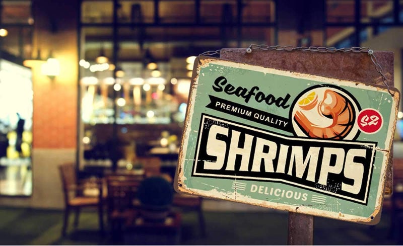 AOYEGO Shrimps Tin Sign,Seafood Delicious Orange Fruit Plate Restaurant Delicious Healthy Tasty Vintage Metal Tin Signs for Cafes Bars Pubs Shop Wall Decorative Funny Retro Signs 8x12 Inch - Image 3