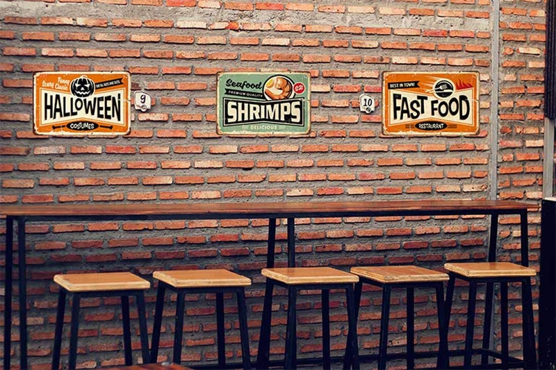 AOYEGO Shrimps Tin Sign,Seafood Delicious Orange Fruit Plate Restaurant Delicious Healthy Tasty Vintage Metal Tin Signs for Cafes Bars Pubs Shop Wall Decorative Funny Retro Signs 8x12 Inch - Image 4