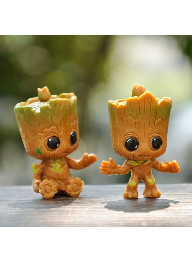 مجموعة من 4 لعبة مجسم Guardians of the Galaxy Groot، لعبة مجسم تمثال صغير، لعبة مجسم كرتوني عالية الجودة للتجميع، ديكور سطح المكتب ذو المناظر الطبيعية الصغيرة - Image 4