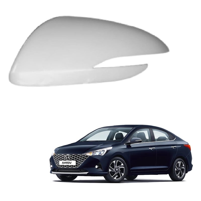 Car Styling ORVM Side view Mirror Cover/Cap (Indicator Cut Type) compatible with Hynudai Verna 5TH GEN 2017-2022 Model Type 4- Unpainted (LEFT PASSENGER SIDE) - Image 1