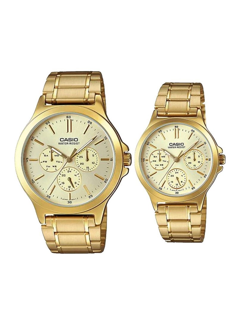 CASIO Quartz Multi Function Stainless Steel Couple Watch MTP/LTP-V300G-9AUDF - Image 1