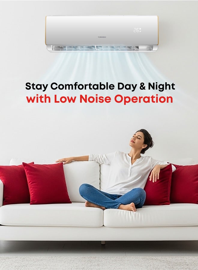 TORNADO Split AC 1 Ton Inverter ,12000 BTU, T3 Compressor, R410A, Digital Display, Turbo Mode, Golden Fin – White (TH-X12BHK) - Image 3
