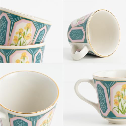 Shay Ceramic Tea Cups Set of 6, Parterre,180ml | Tea Cup Set of 6 | Glossy Finish | Premium Porcelain | Tea Set | Ceramic Tea Cup | Small Cups for Tea (The Step Tea Cups - Parterre) Multicolour - Image 2