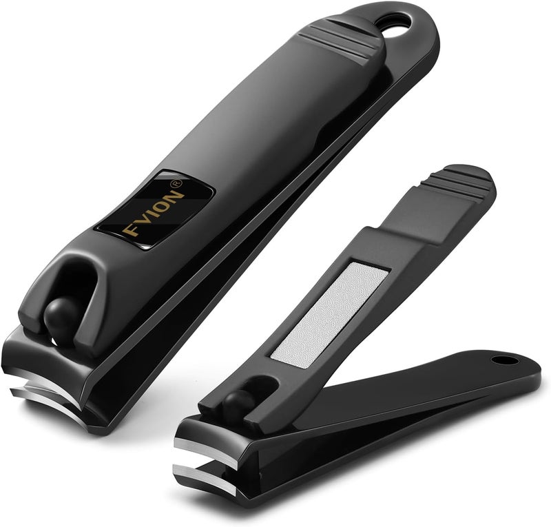 FVION Nail Clippers Set, Stainless Steel Fingernail and Toenail Clipper with Build-in Nail File - Sharp Sturdy Nail Cutter Professional Nail Trimmers for Men & Women - Image 1