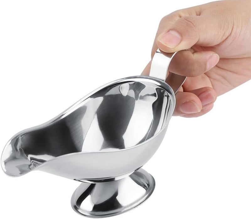 Sorandy Stainless Steel Sauce Boat, Ergonomic Handle Leak Proof Design, Oval Anti Skid Base Serving Boat, Ideal for Restaurant, Kitchen & Home Use (5 ounces) - Image 1