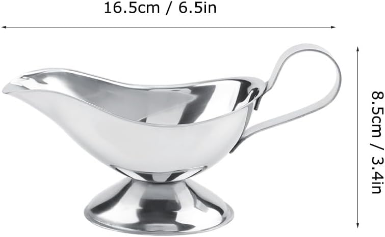 Sorandy Stainless Steel Sauce Boat, Ergonomic Handle Leak Proof Design, Oval Anti Skid Base Serving Boat, Ideal for Restaurant, Kitchen & Home Use (5 ounces) - Image 2