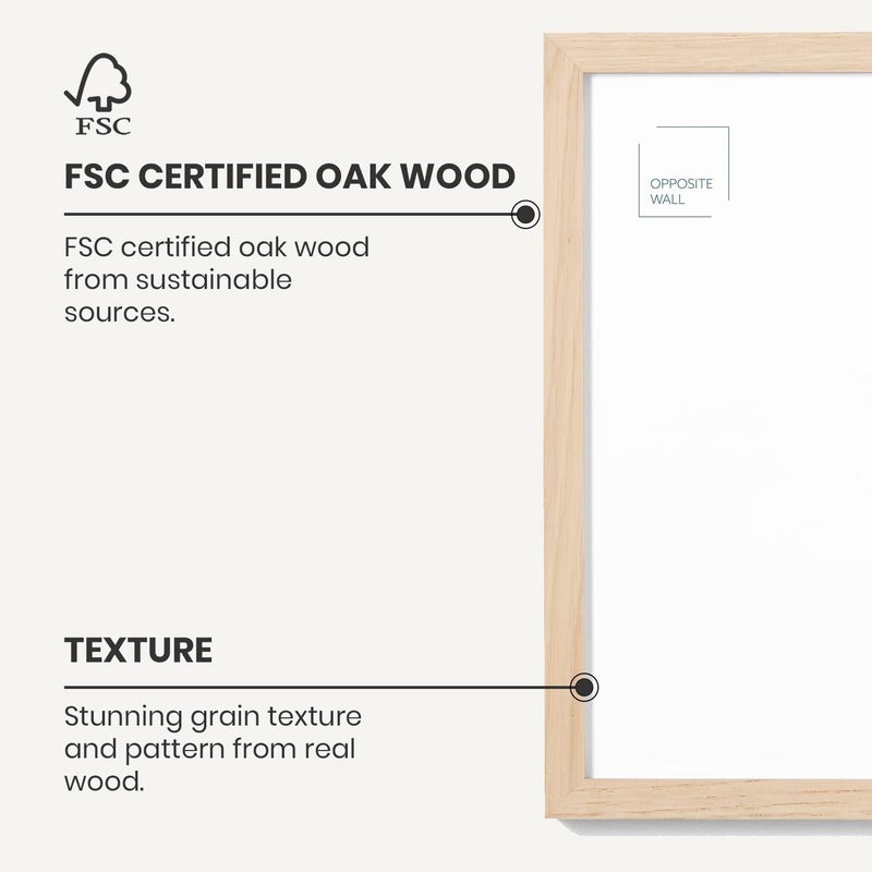 Opposite Wall (11x14 in | 28x36 cm) Natural Solid Oak Wood Picture Frame Poster Frame Wall Photo Frame, F10010-1114 - Image 3