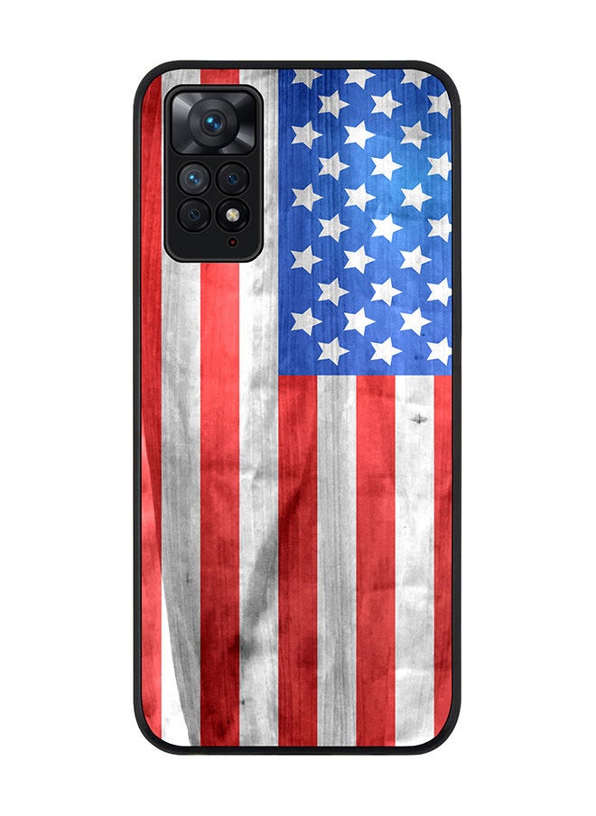 Stylizedd Rugged Black edge case for Redmi Note 11 4G/Redmi Note 11S Slim fit Soft Case Flexible Rubber Edges Anti Drop TPU Gel Thin Cover - USA Grunge Flag  - Image 1
