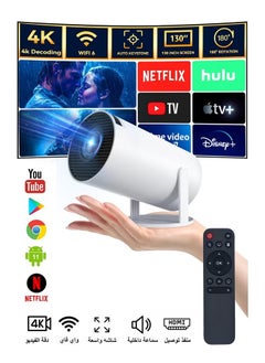 Denx Mini Smart Projector, Portable Built-in WiFi, Android 11, FHD 1080P Projector Support 50,000h, Auto Horizontal Keystone Correction LED Projector 380 Degree Rotation for Phone, 1280x720 with 8GB ROM  - Image 1