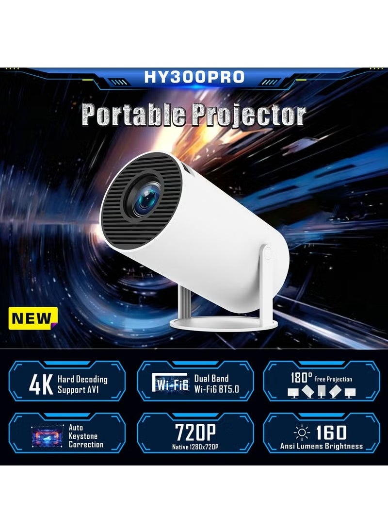 دينكس - جهاز عرض صغير ذكي، محمول واي فاي مدمج، اندرويد 11، جهاز عرض FHD 1080P يدعم 50.000h، جهاز عرض LED تلقائي لتصحيح الانحراف الافقي بدوران 380 درجة للهاتف، 1280x720 وتحتوي على ذاكرة قراءة 8GB - Image 1
