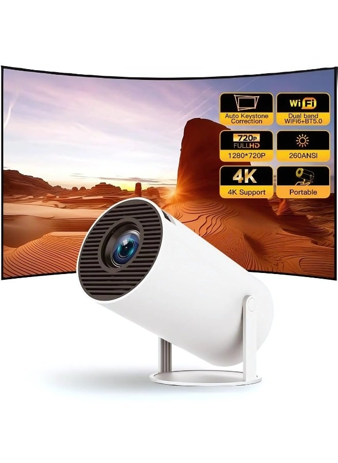 دينكس - جهاز عرض صغير ذكي، محمول واي فاي مدمج، اندرويد 11، جهاز عرض FHD 1080P يدعم 50.000h، جهاز عرض LED تلقائي لتصحيح الانحراف الافقي بدوران 380 درجة للهاتف، 1280x720 وتحتوي على ذاكرة قراءة 8GB - Image 1