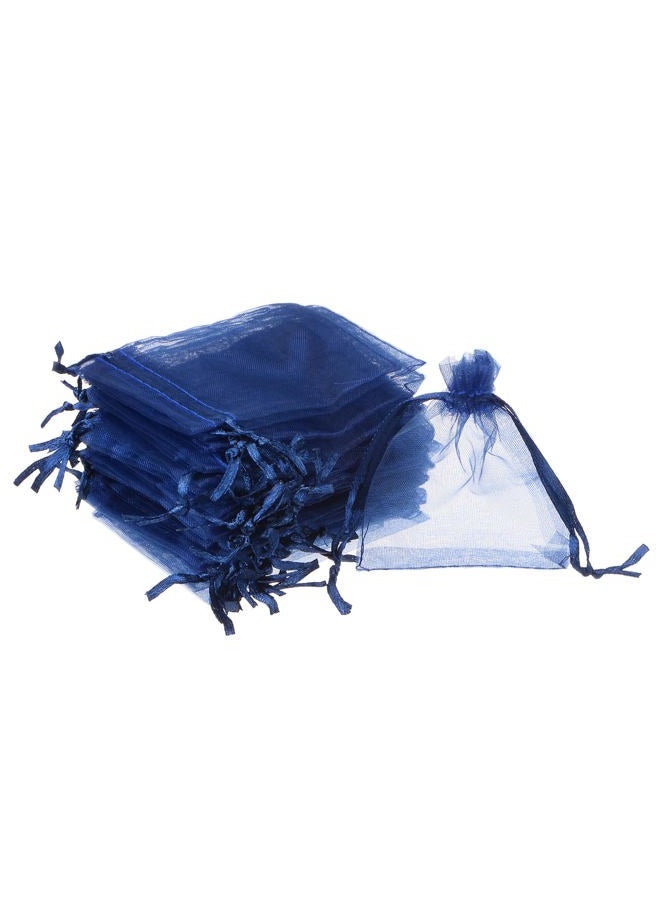PATIKIL Organza Bags, 100 Pcs 3.54x2.8 Inch Drawstring Mini Pouches Favor Gift Candy Jewelry Bags for Christmas Thanksgiving Festival Party Wedding, Navy Blue  - Image 1