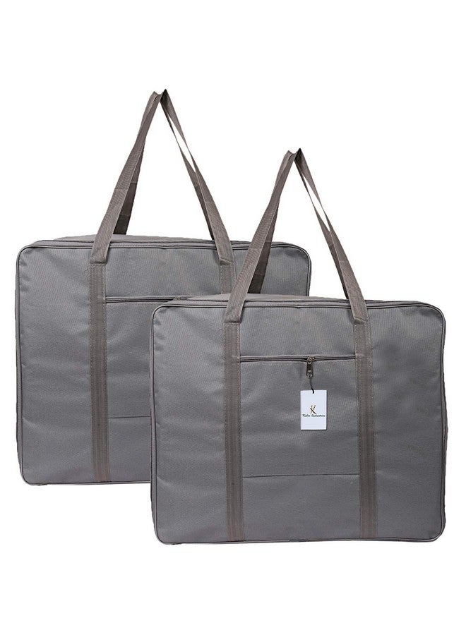 Kuber Industries Rexine Jumbo Underbed Moisture Proof Rectangular Storage Bag with Zipper Closure and Handle (CTKTC6598, 48 cm x 60 cm x 36 cm, Grey) -2 Pieces - Image 1