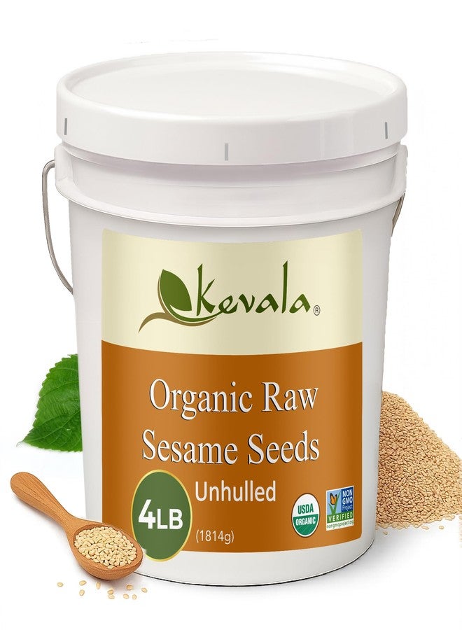 Kevala Raw Sesame Seeds Unhulled: Seeds for Cooking and Baking, Nutritious Snack for Clean Food Lovers, Topping for Pretzels and Bagels, Restaurant Staple, Conveniently Packed in a Bucket, 4 lb - Image 1
