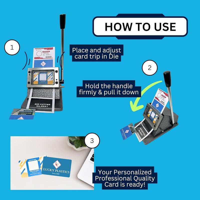 LC Professional Heavy-Duty Round Corner Card Die Cutter | 86 x 54mm | PVC/Paper ID Cards, Name Badge, Laminated Cards | Full Metal Body | 8251 - Image 5