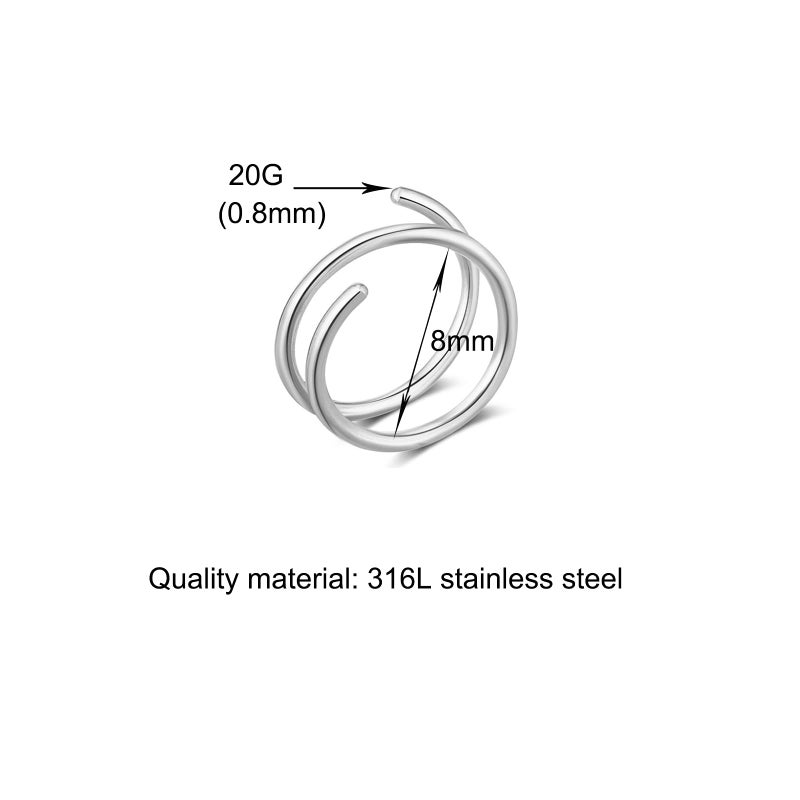 Goenjoy Double Nose Hoop Ring for Single Piercing Nose Hoop, Silver Spiral Nose Hoop For women, Nostril Piercing Jewelry - Image 4