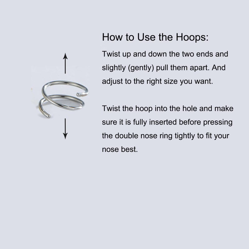 Goenjoy Double Nose Hoop Ring for Single Piercing Nose Hoop, Silver Spiral Nose Hoop For women, Nostril Piercing Jewelry - Image 5