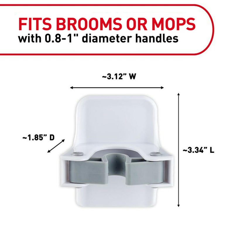 Command Broom Grippers, 2 Hangers and 4 Strips, Damage-Free Mop and Broom Holder Wall Mount, Household Cleaning Tool Organizer for Kitchen, Laundry Room, Closet, Holds up to 4 lb - Image 5