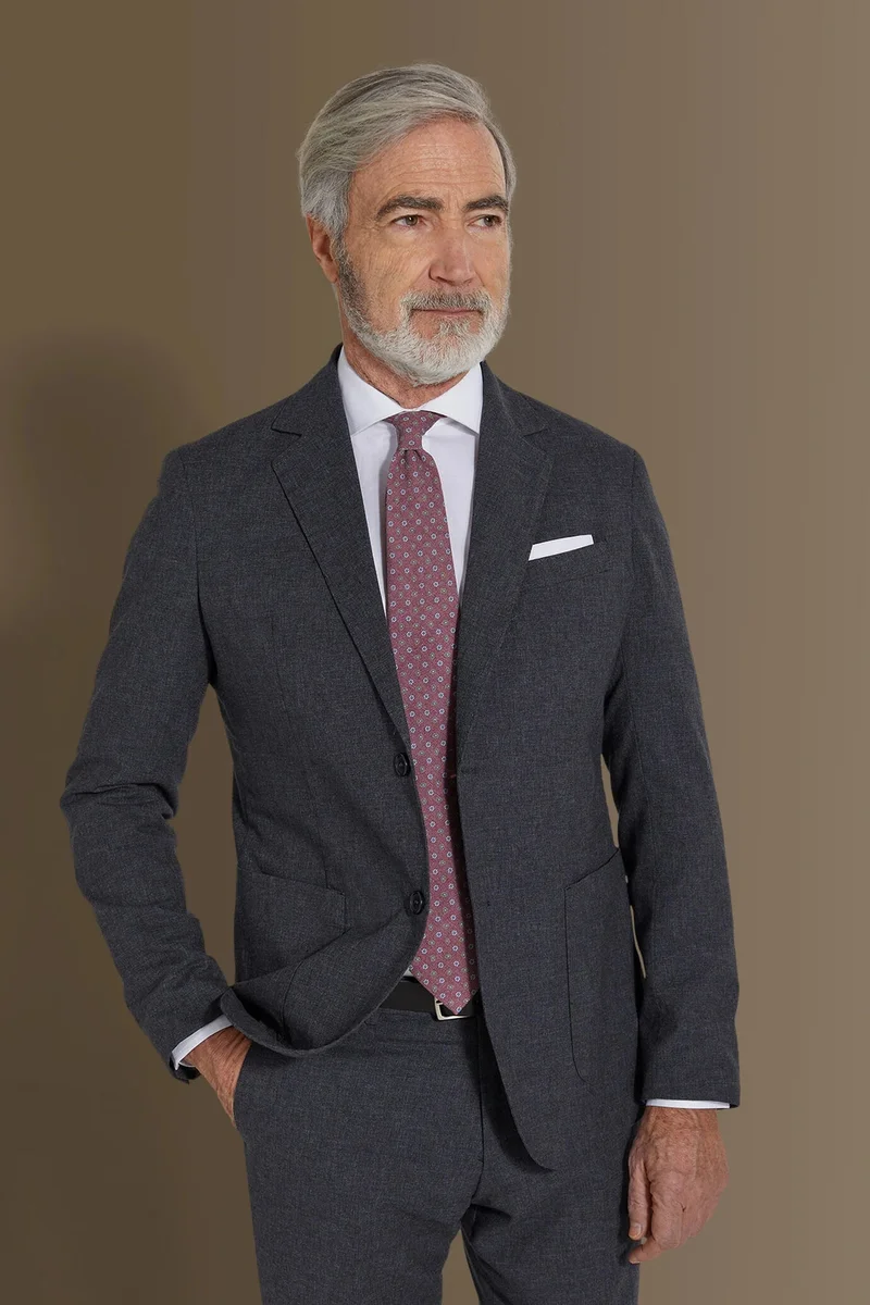دوبل غانغر Single breasted suit flat trousers 100% - Anthracite
