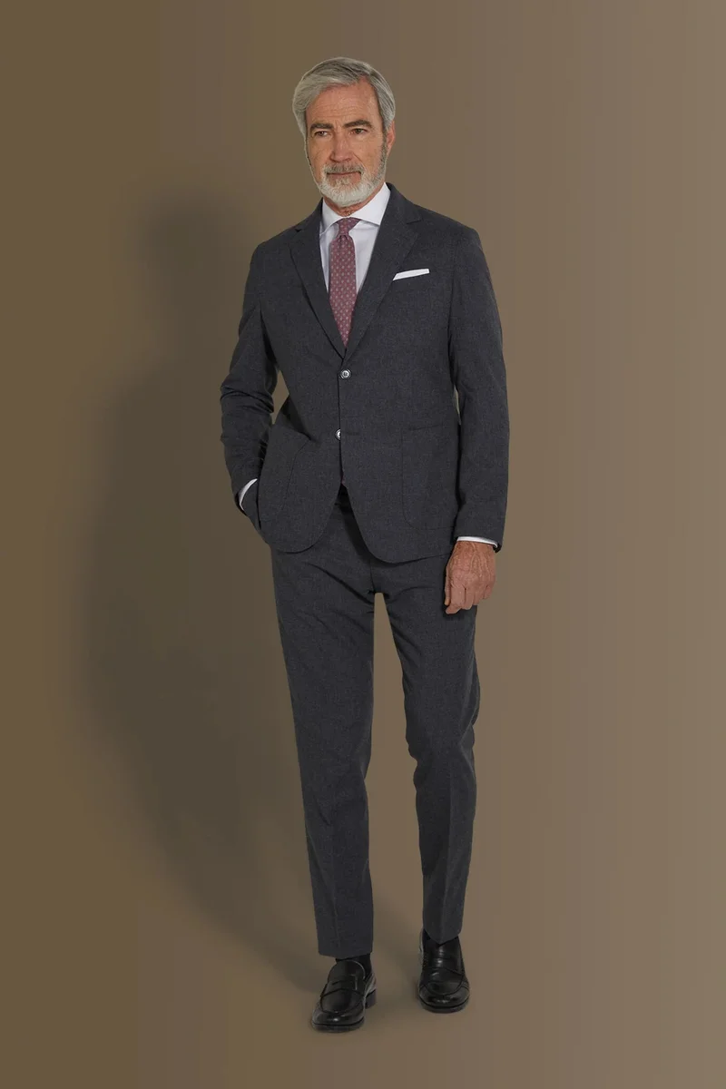 Single breasted suit flat trousers 100% - Anthracite