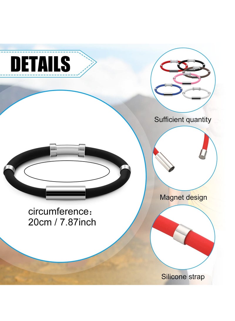 6 Pcs Magnetic Silicone Wristbands for Balance and Vertigo Relief, Unisex Sports Bracelets in 6 Colors - Image 2