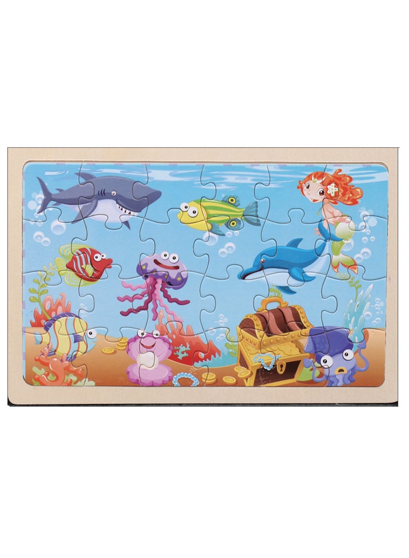 Children's Educational Wooden Cartoon Series Jigsaw Puzzles Suitable Gift Bag Pack - Image 1