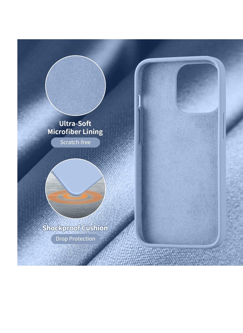 Generic - iPhone 11 Pro Max Case, Phone Case for iPhone 11 Pro Max Liquid Silicone Soft Gel Rubber Microfiber Lining Cushion Texture Cover Shockproof Protective, Light Blue - Image 1