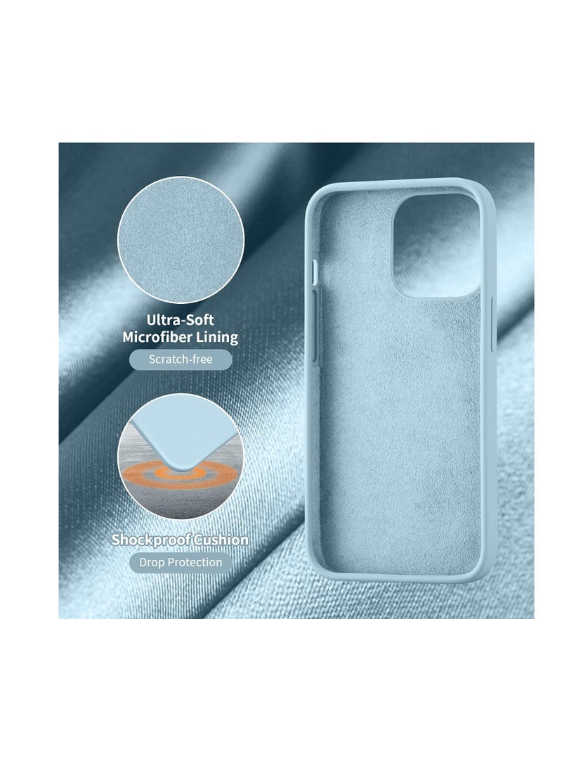 Generic - iPhone 11 Pro Max Case, Phone Case for iPhone 11 Pro Max Liquid Silicone Soft Gel Rubber Microfiber Lining Cushion Texture Cover Shockproof Protective, Light Blue - Image 1