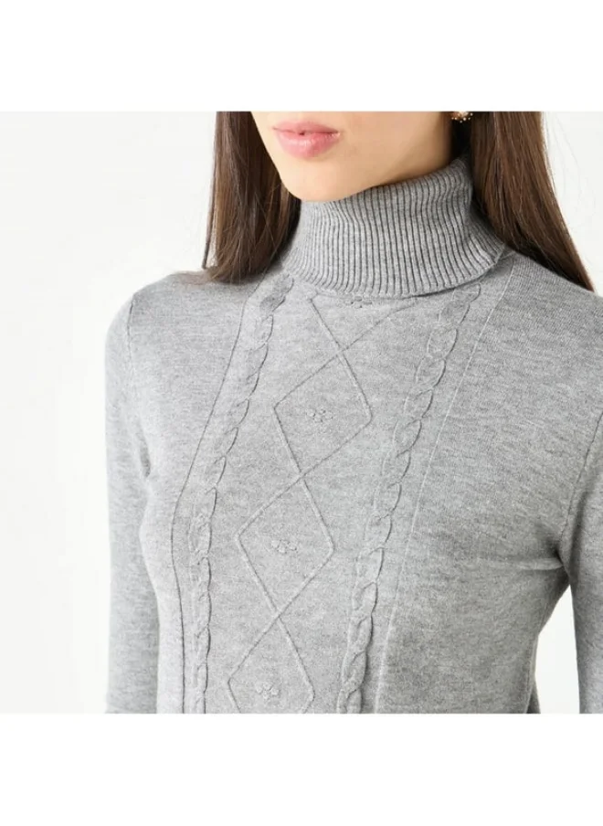 2Xtremz 2Xtremz Textured High Neck Sweater with Long Sleeves