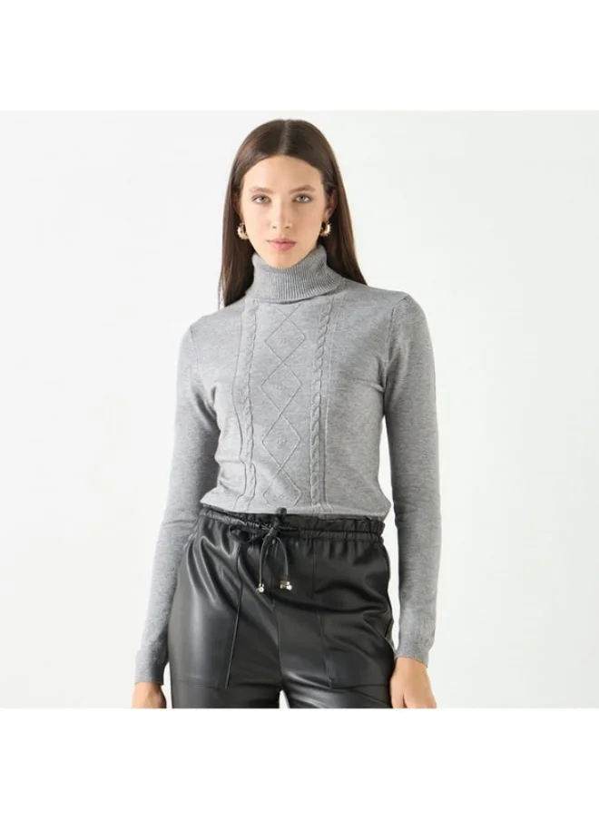 2Xtremz 2Xtremz Textured High Neck Sweater with Long Sleeves