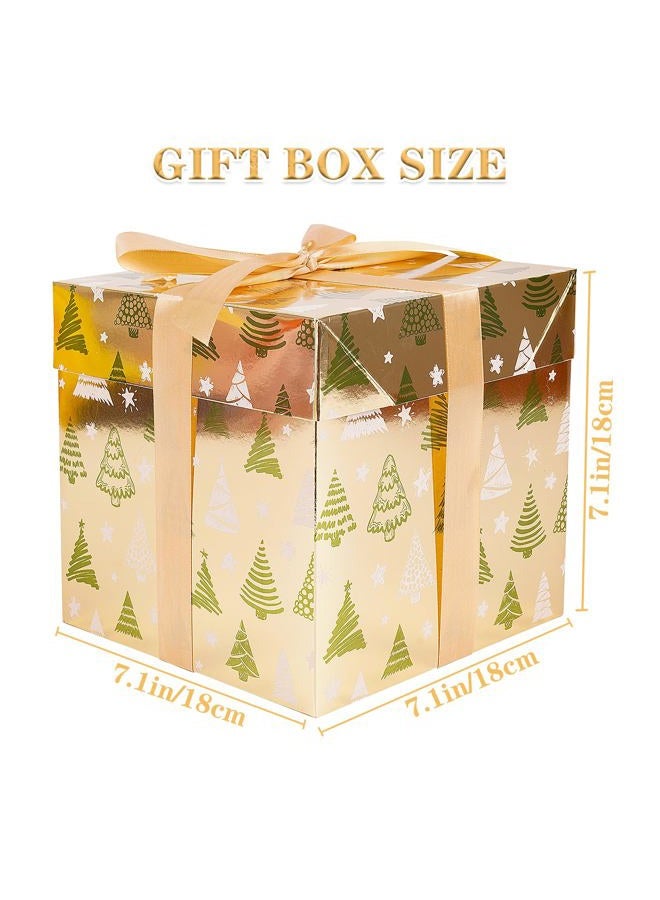 Jaywayang 5 Pack Gold Christmas Gift Boxes with Lids, Ribbons and Tissue Papers Square Gift Boxes - 7.1 Inch - Presents Wrapping Christmas Gift Holiday New Year Party Favor Boxes. - Image 2