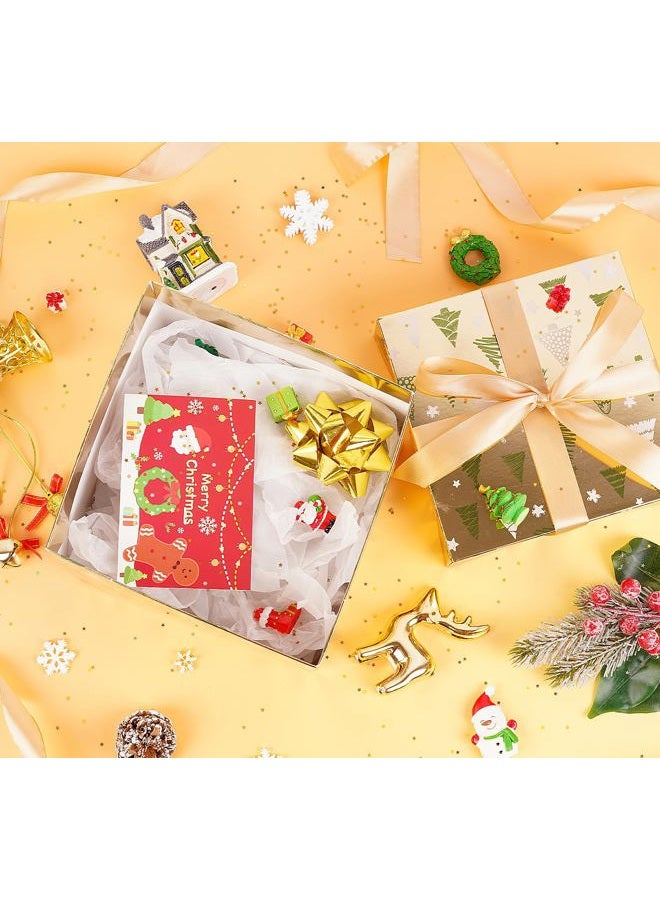 Jaywayang 5 Pack Gold Christmas Gift Boxes with Lids, Ribbons and Tissue Papers Square Gift Boxes - 7.1 Inch - Presents Wrapping Christmas Gift Holiday New Year Party Favor Boxes. - Image 5
