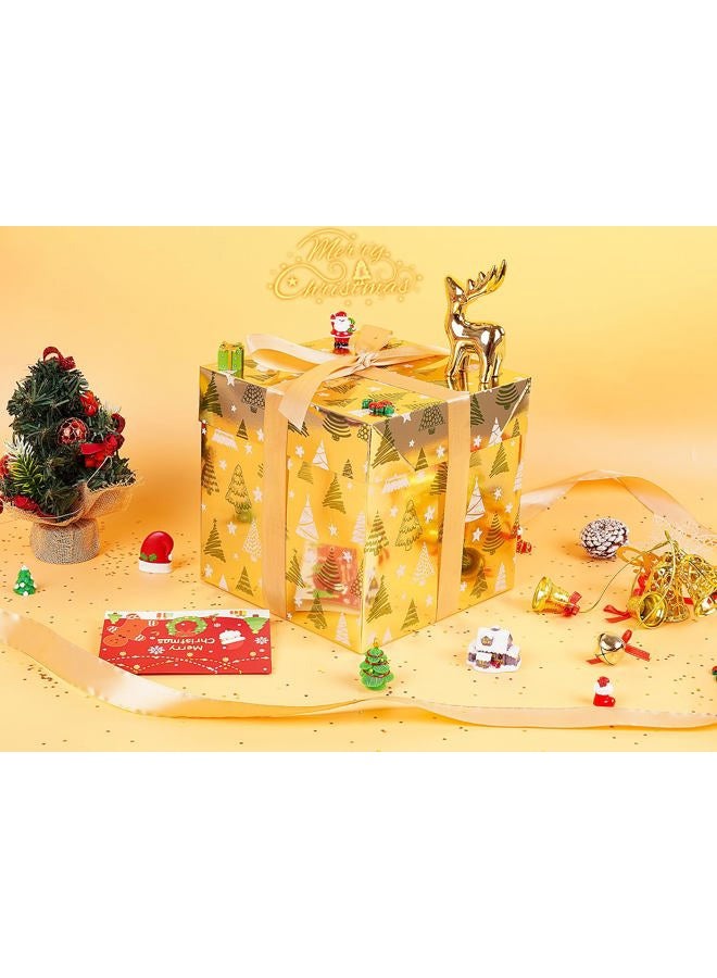 Jaywayang 5 Pack Gold Christmas Gift Boxes with Lids, Ribbons and Tissue Papers Square Gift Boxes - 7.1 Inch - Presents Wrapping Christmas Gift Holiday New Year Party Favor Boxes. - Image 4