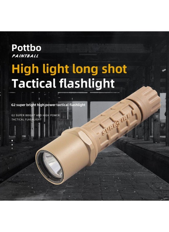 G2 Sand Color LED Flashlight Strong Light Long-range Flashlight Portable Spotlight Tactical Flashlight-Product Specifications:Black (Xenon)
