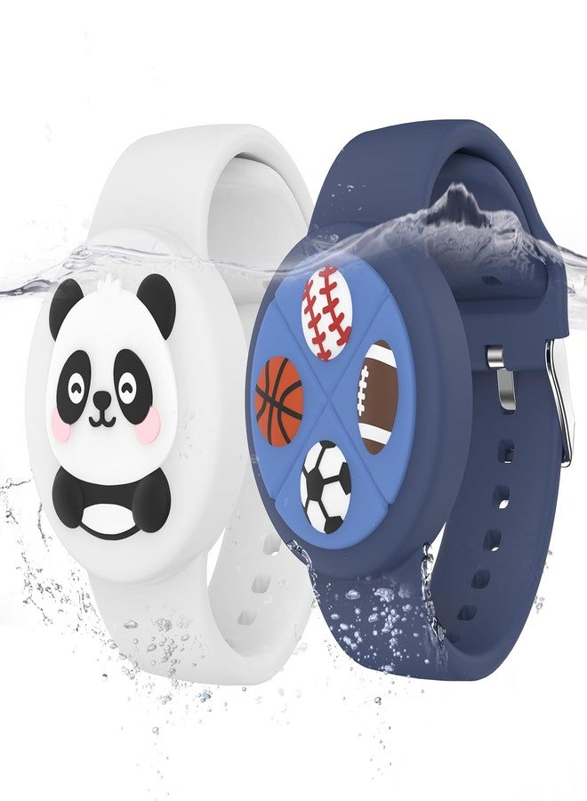 typecase Waterproof Air tag Bracelets for Kids (2 Pack) - Soft Silicone Hidden Air tag Wristband - Lightweight GPS Tracker Holder Compatible with Apple Airtag Band for Child (White/Dark Blue) - Image 1