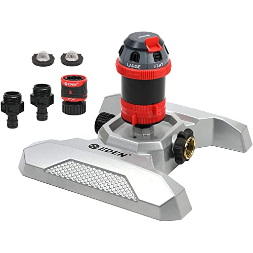 Eden 96122 Metal Adjustable 6-Pattern Mobile Rotary Gear Drive Garden Sprinkler for Yard W/Quick Connect Starter Set, Waters up to 80 ft. in Diameter - Image 2