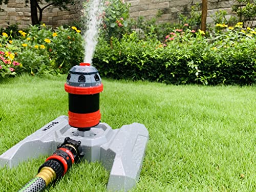 Eden 96122 Metal Adjustable 6-Pattern Mobile Rotary Gear Drive Garden Sprinkler for Yard W/Quick Connect Starter Set, Waters up to 80 ft. in Diameter - Image 4